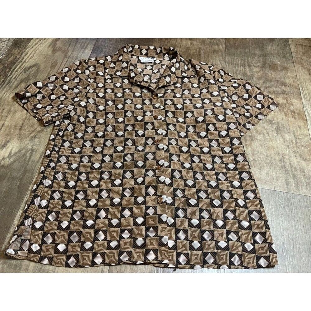Leslie Fay Haberdashery Button Down Shirt Womens Size 10 Brown